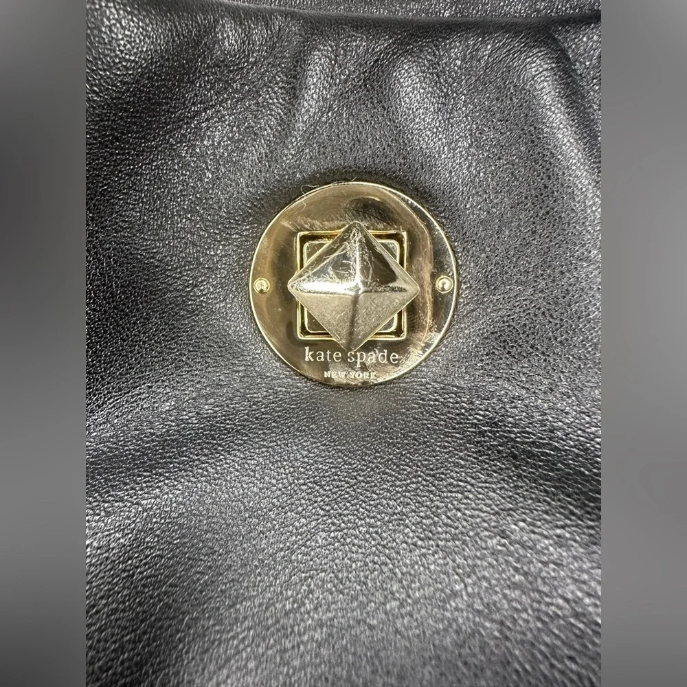 Kate Spade New York Top Handle black leather Bag Turn-Lock Closure at Top - Picture 11 of 16